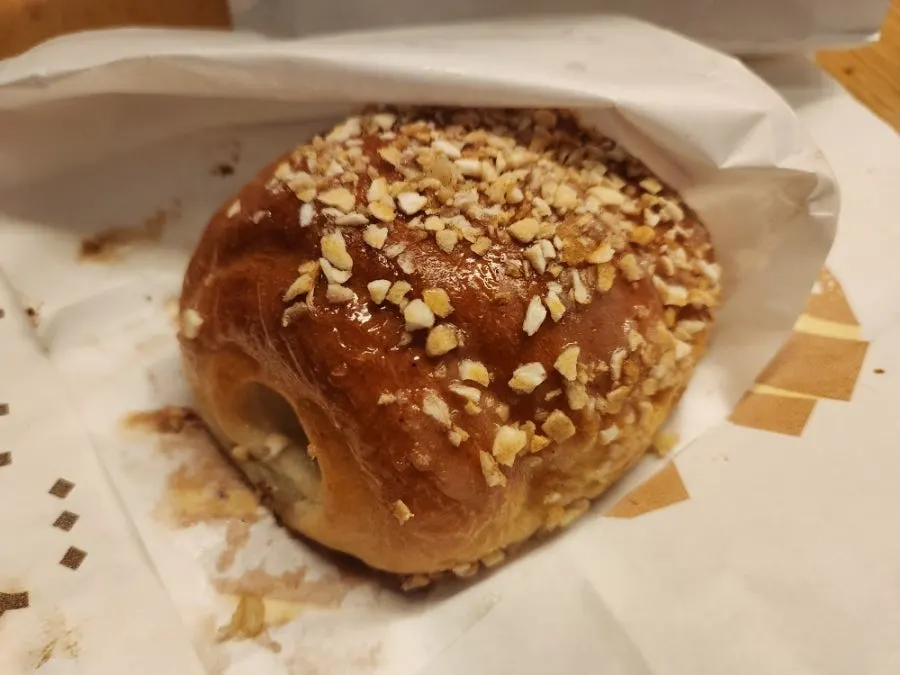 Salt bread plated as part of a breakfast spread