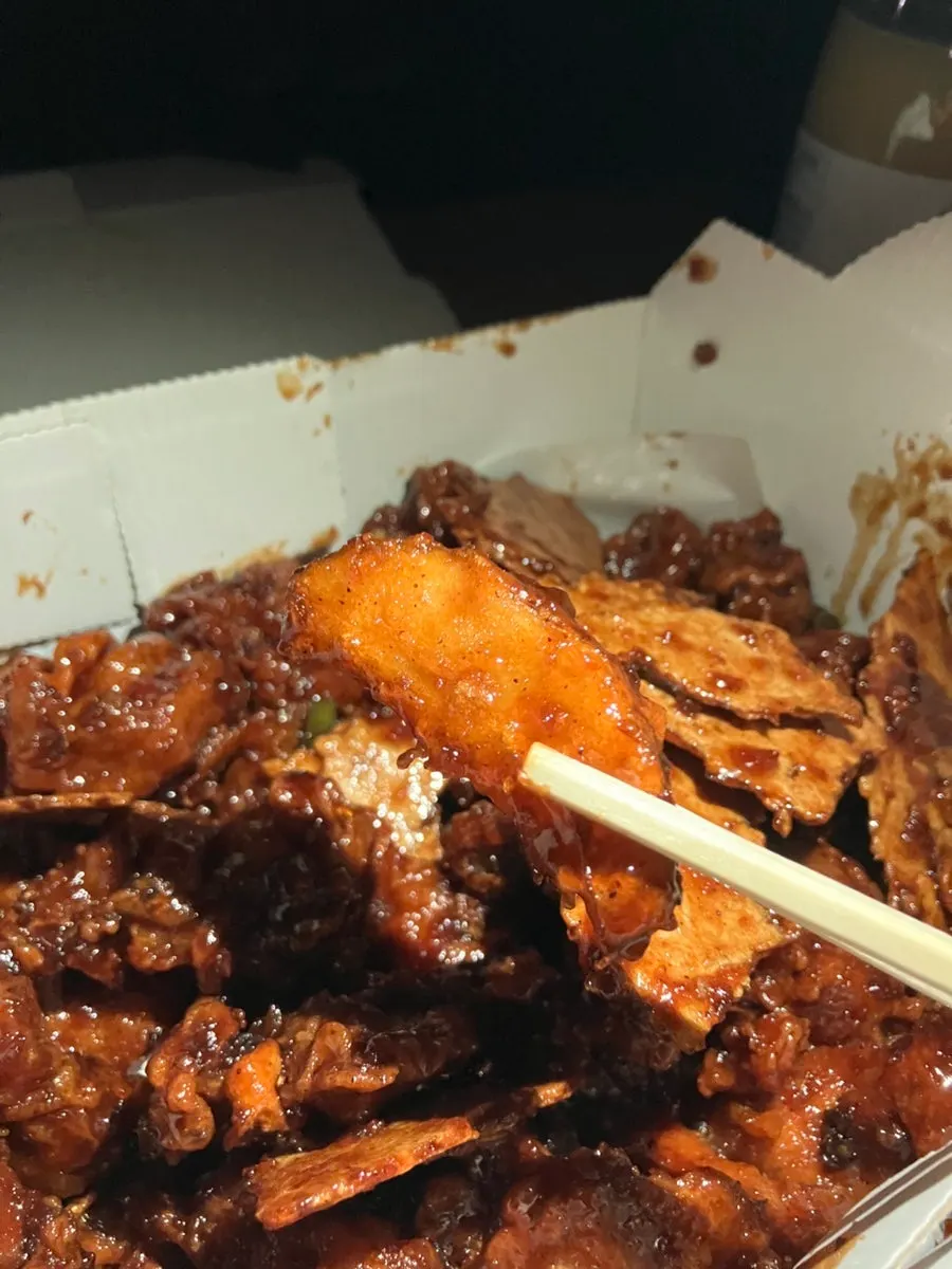 Dakgangjeong mixed with lotus root fritters and potato
