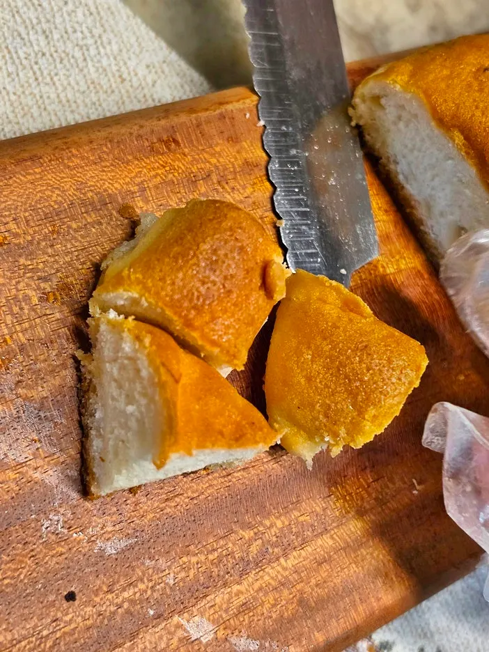 Warm salt bread on a plate