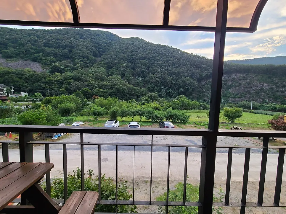 Mountain view outside the room window