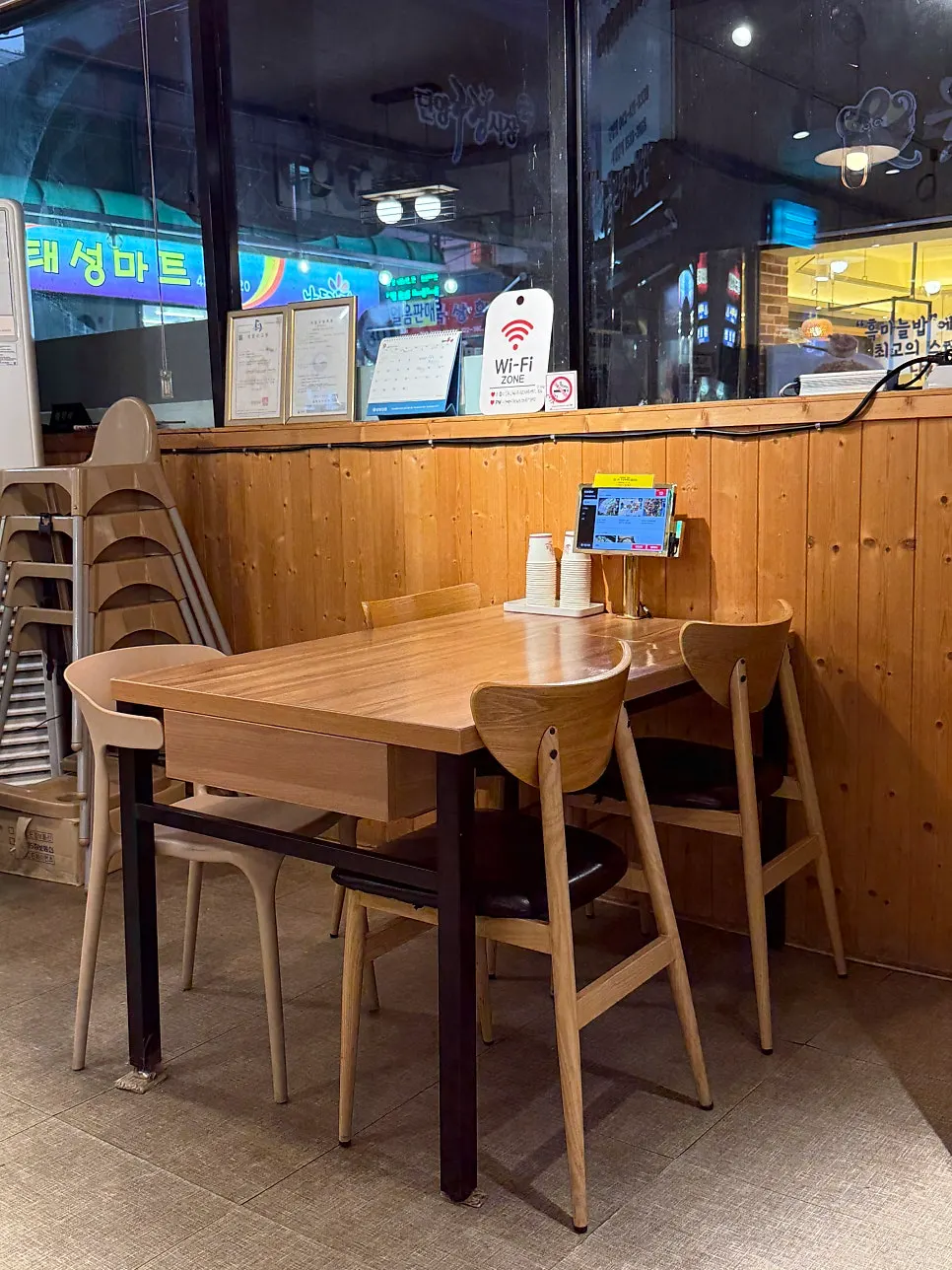 Bright, clean interior view of the Korean restaurant