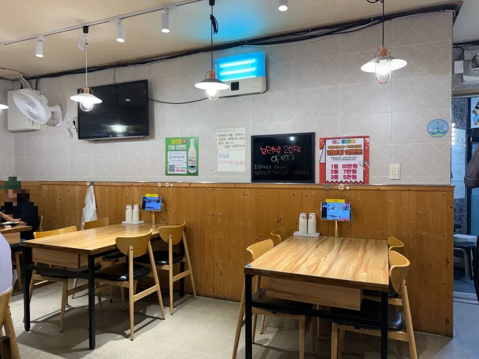 Restaurant seating arranged with generous spacing