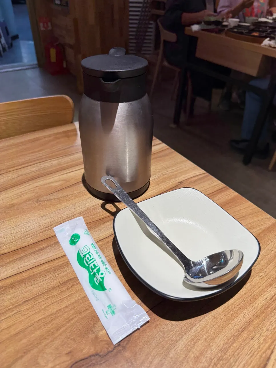 Table set with basic tableware and water