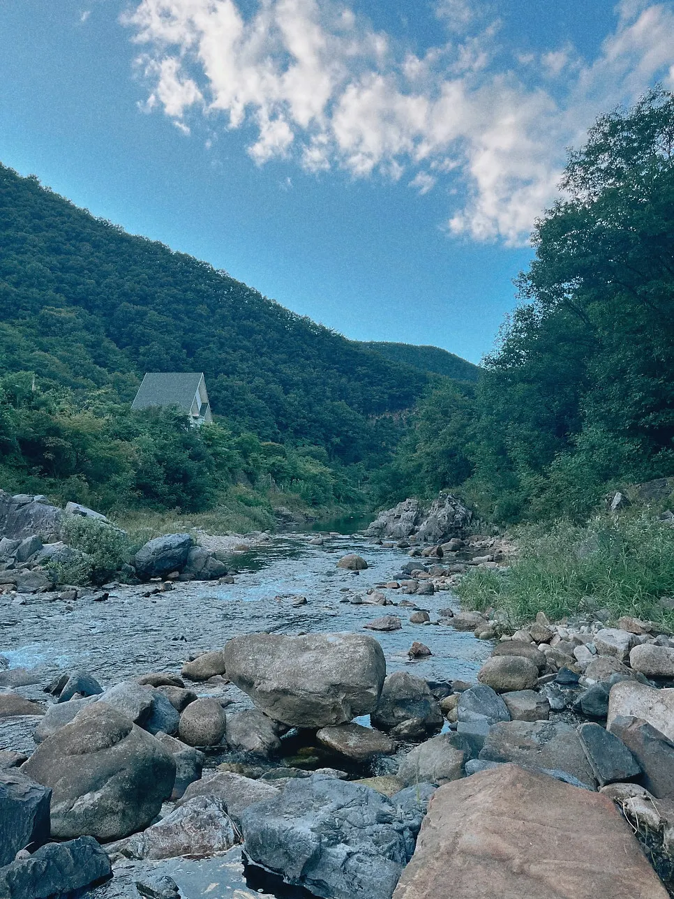 Shallow waters of the valley where we waded