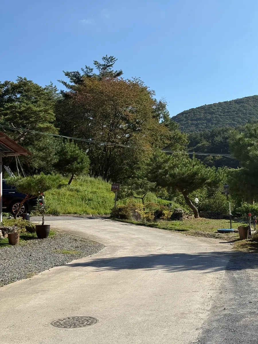 Mountain view spreading right in front of the guesthouse in Danyang
