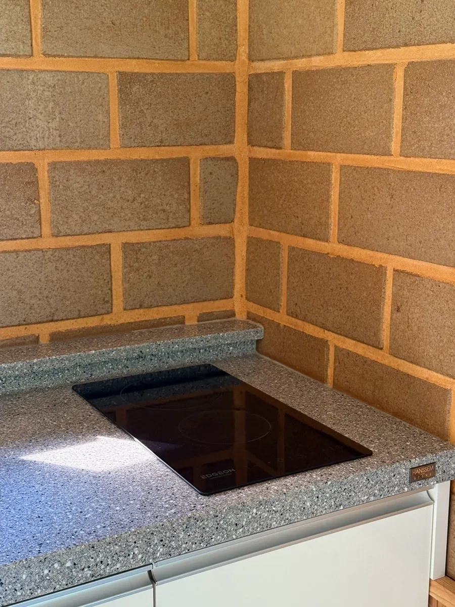 Kitchen space in the clay room set up for cooking