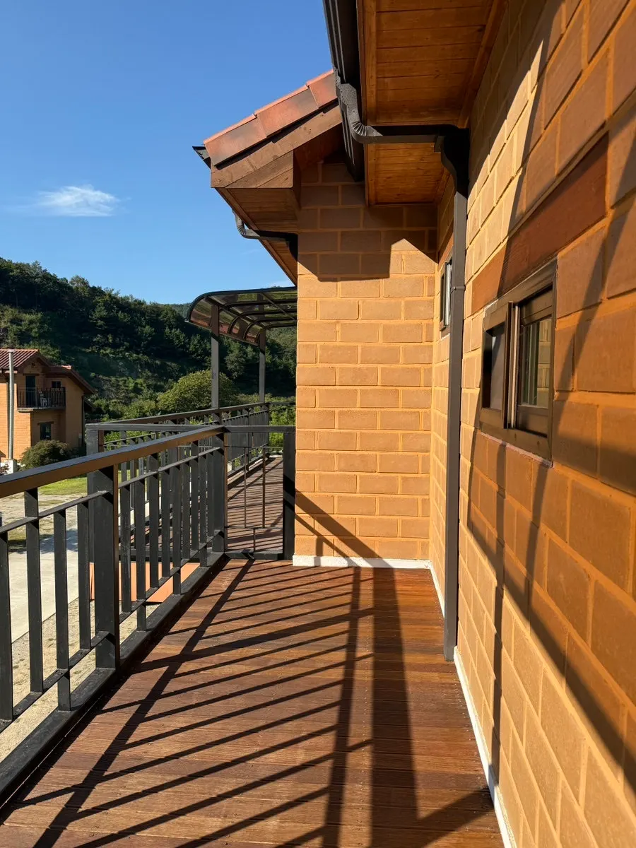 Barbecue space set up on the room veranda
