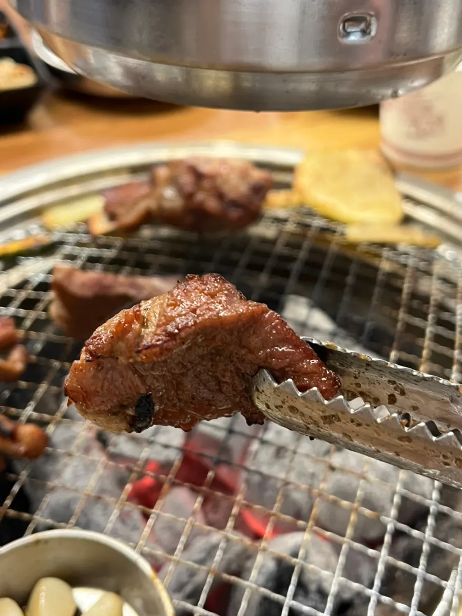 Close-up of tender, well-grilled pork ribs
