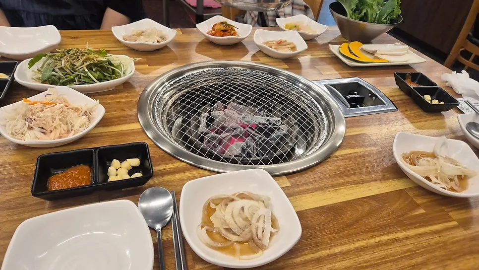 Neatly arranged side dish spread
