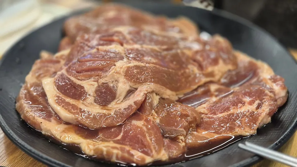 Marinated pork ribs grilling on the plate