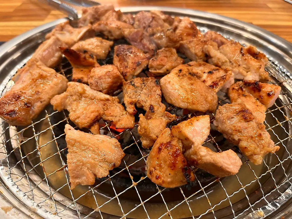 A finished piece of pork galbi