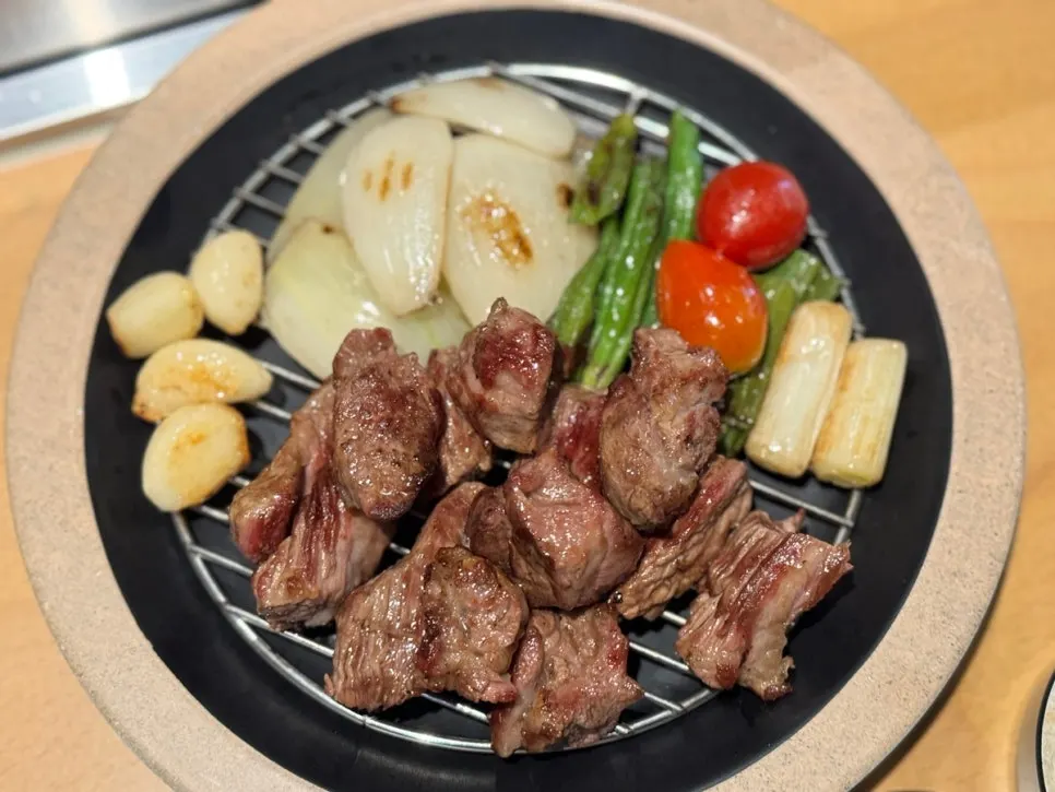 Lamb ribs grilling on the grill plate