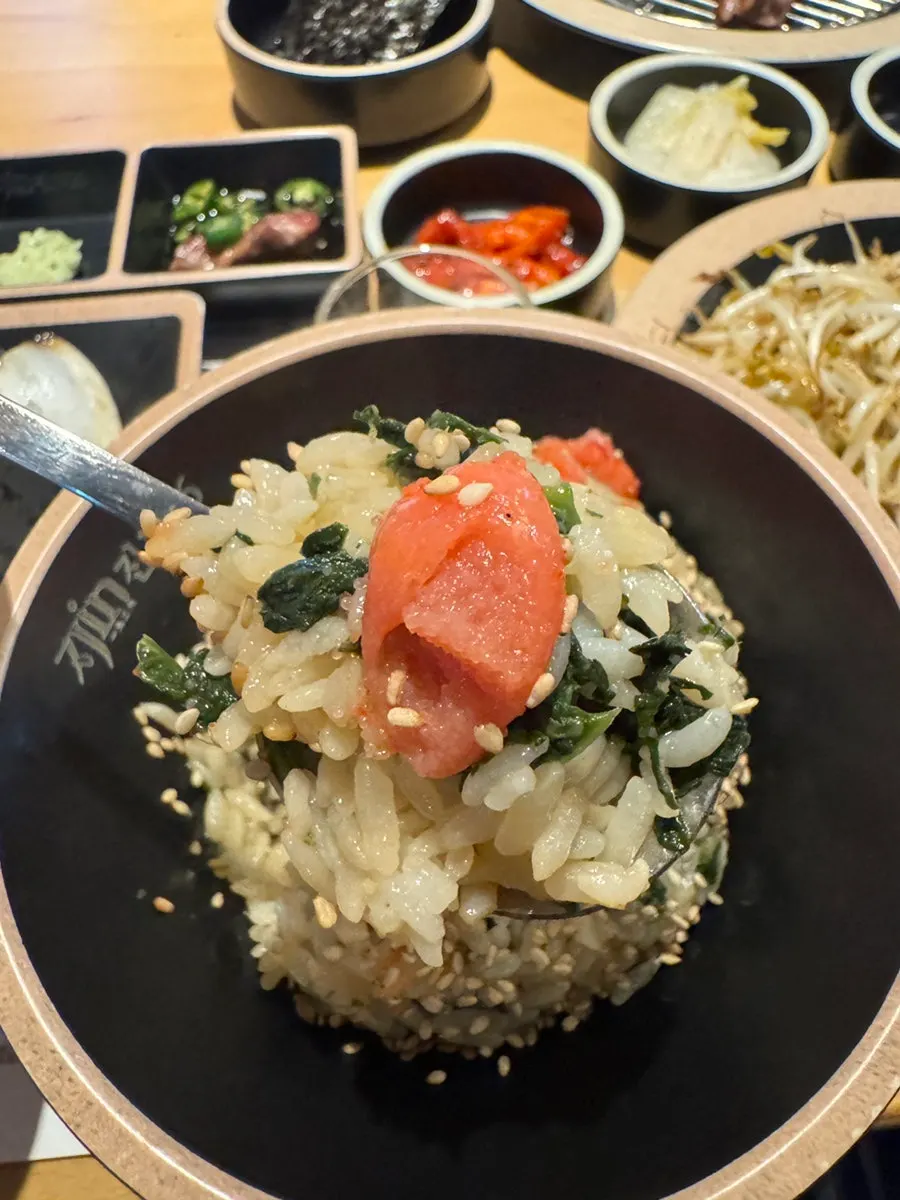 Gondre rice topped with a full serving of pollack roe