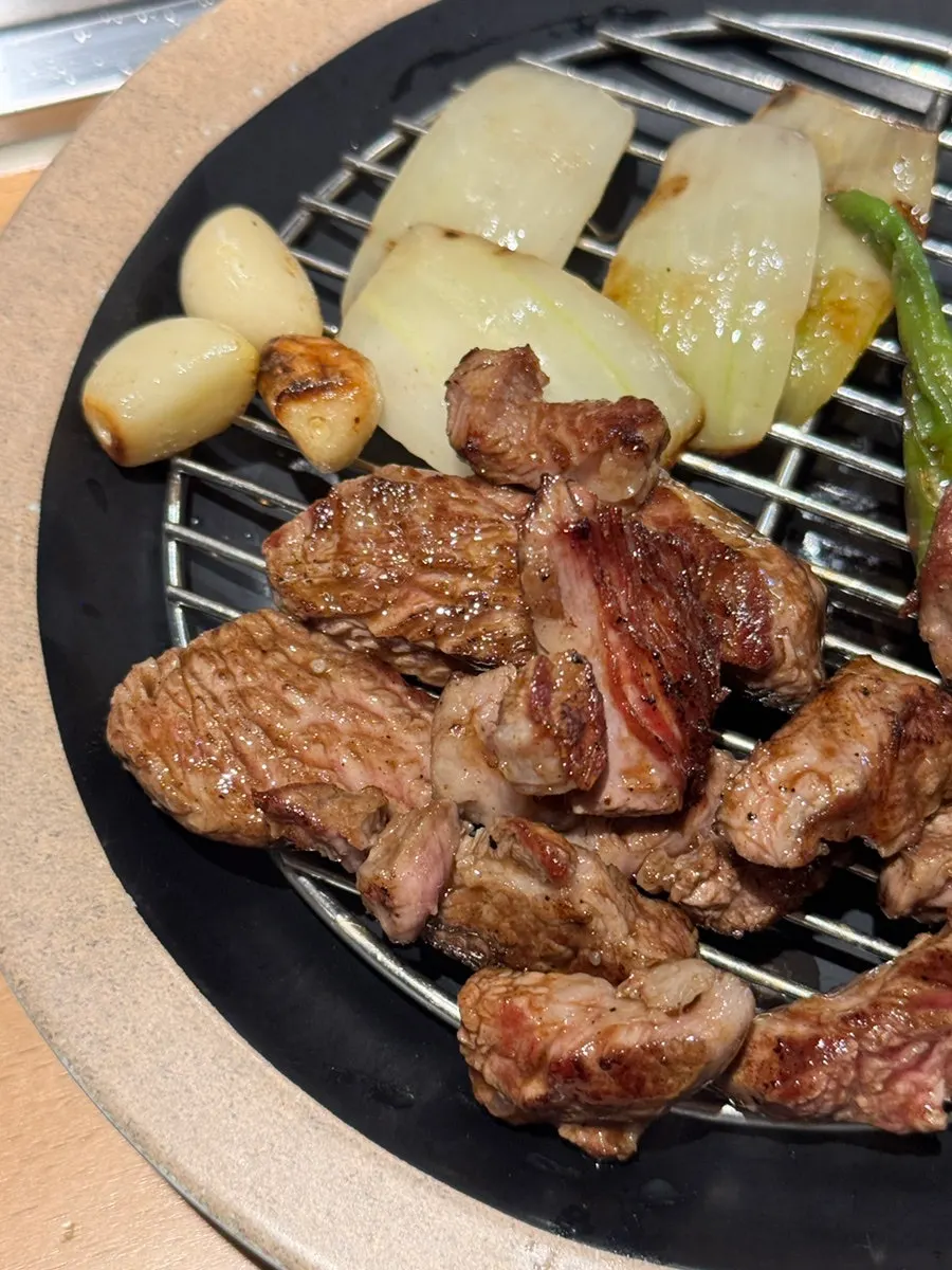 Grilled lamb sirloin plated
