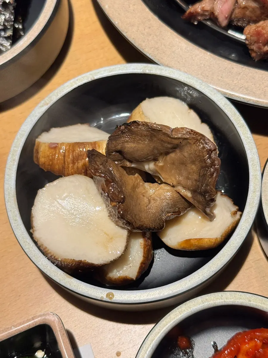Plump grilled king oyster mushrooms