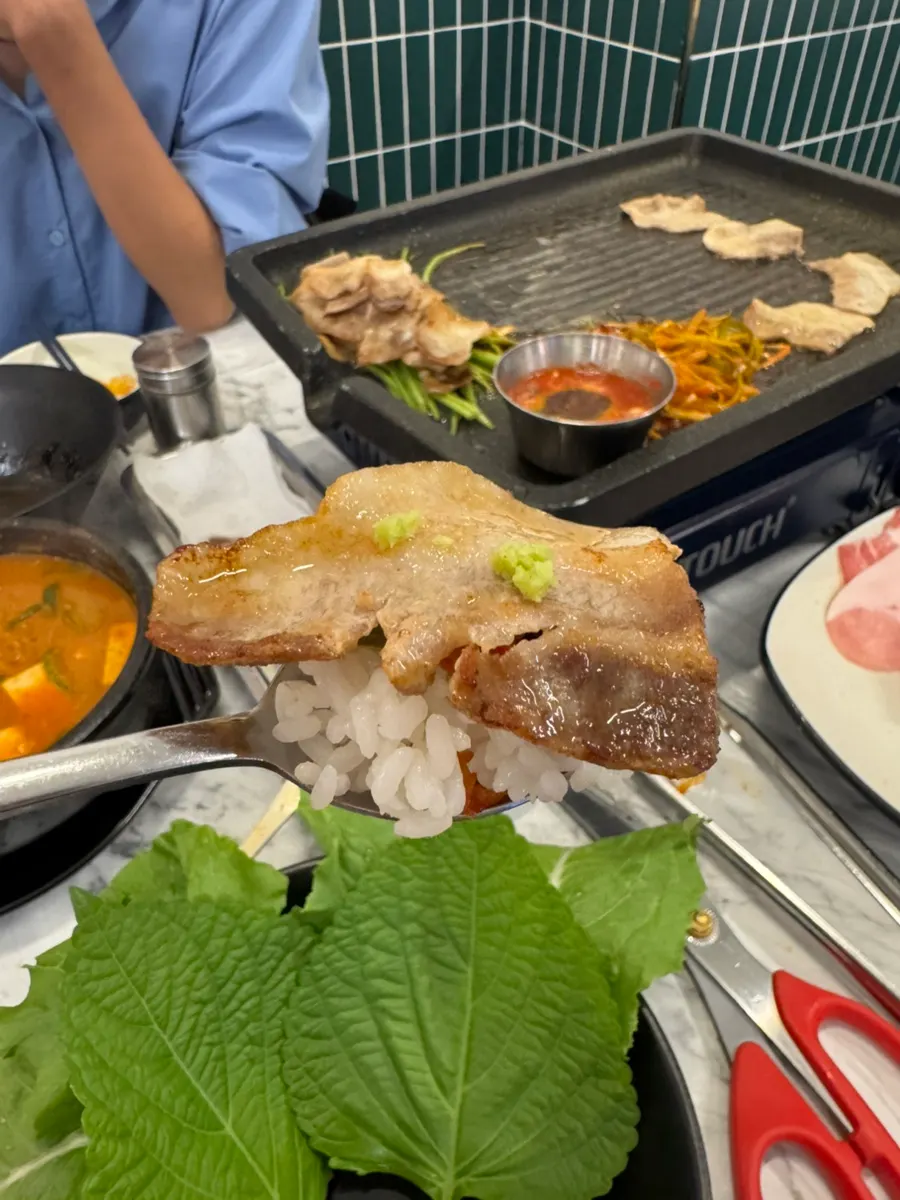 Meal finished off with pork belly and cheonggukjang stew