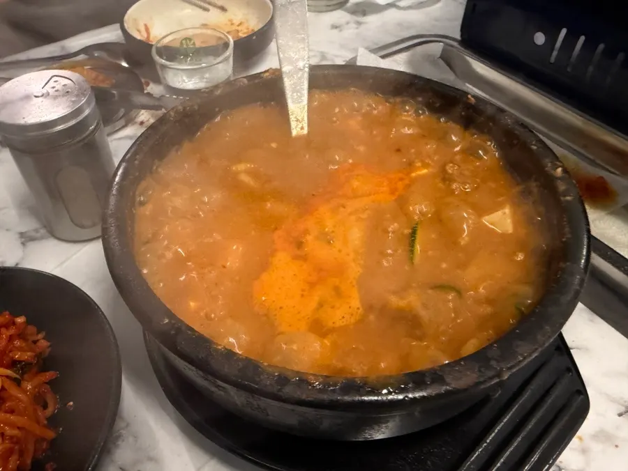 Rice served alongside the cheonggukjang