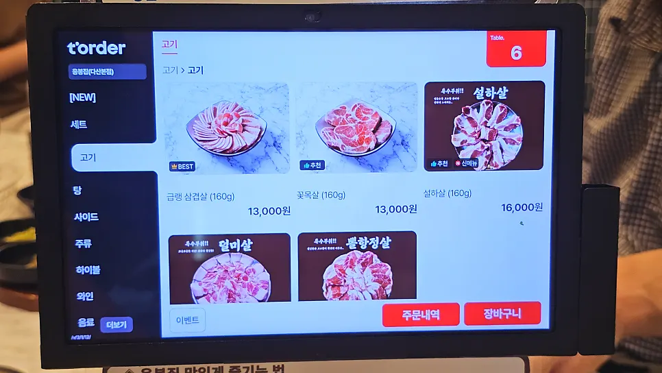 Side menu information at Eungbongjip