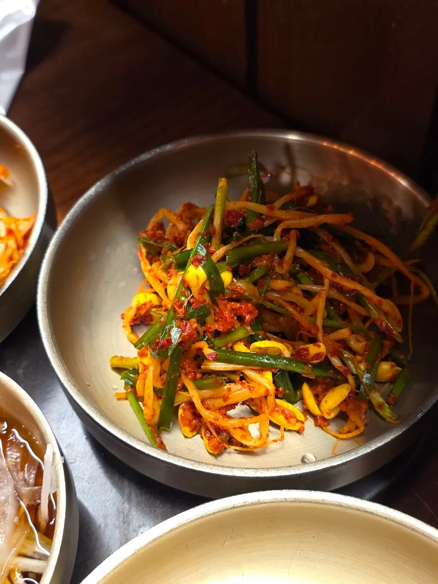 Close-up of the BBQ restaurant's side dishes
