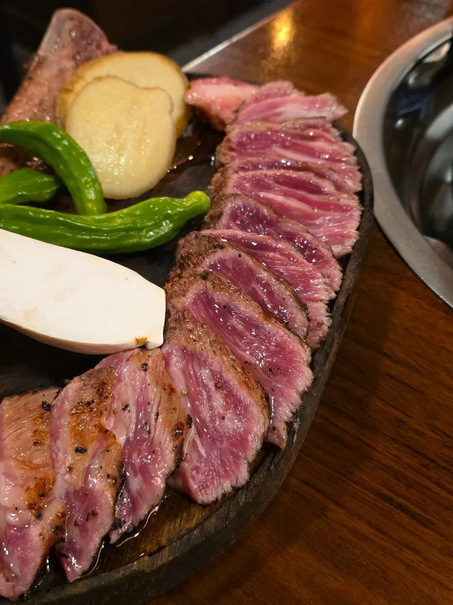 A pre-seared rack of aged woodae galbi