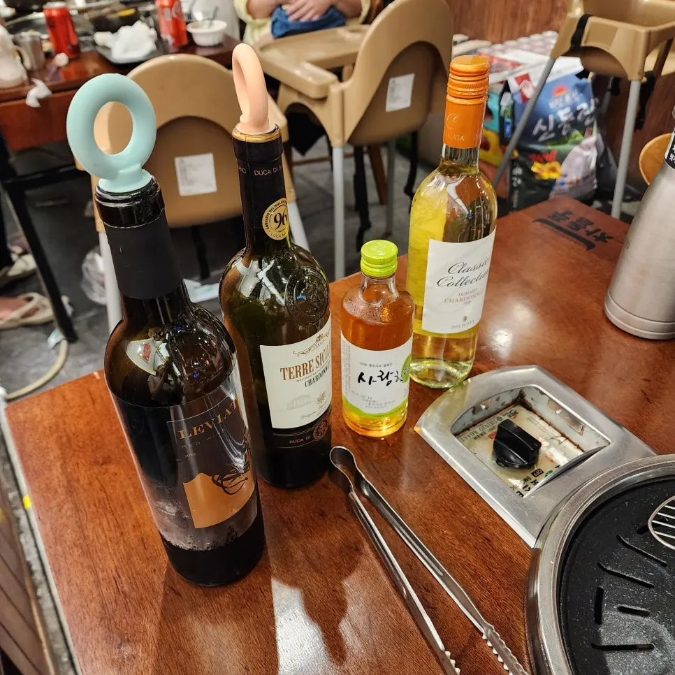 Wine glasses and bottles we brought