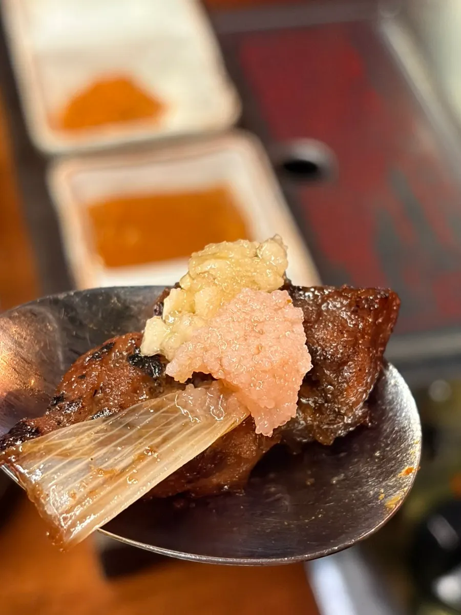 Udontan oil dipping sauce and salted pollock roe sauce