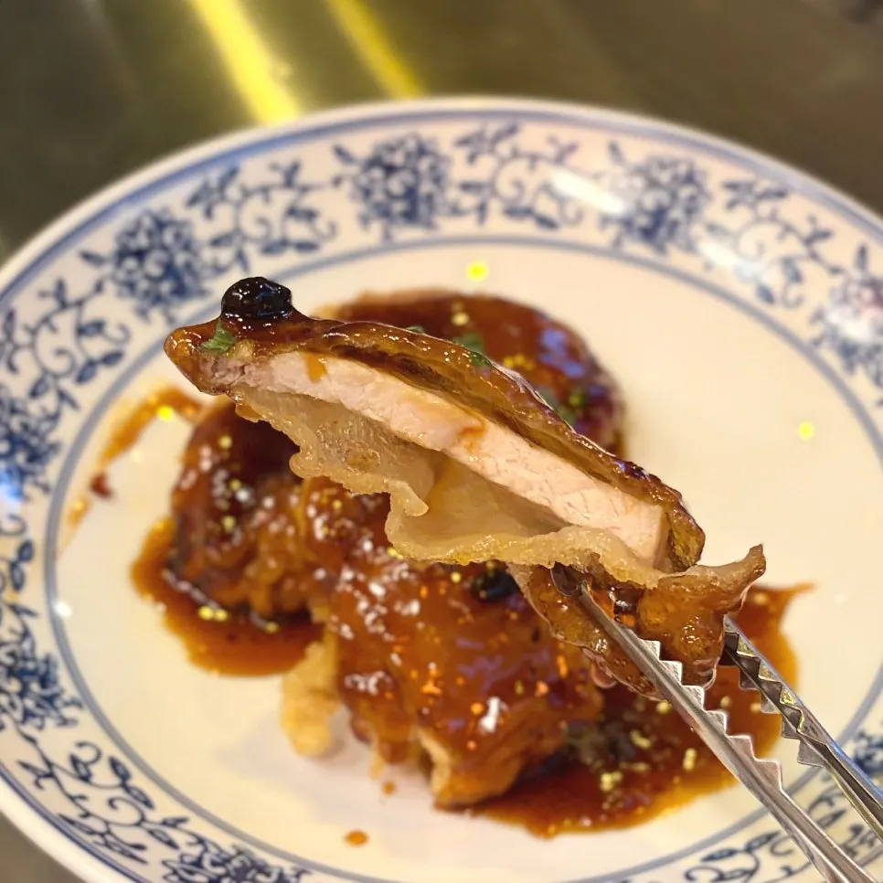 Guobaorou topped with black vinegar sauce