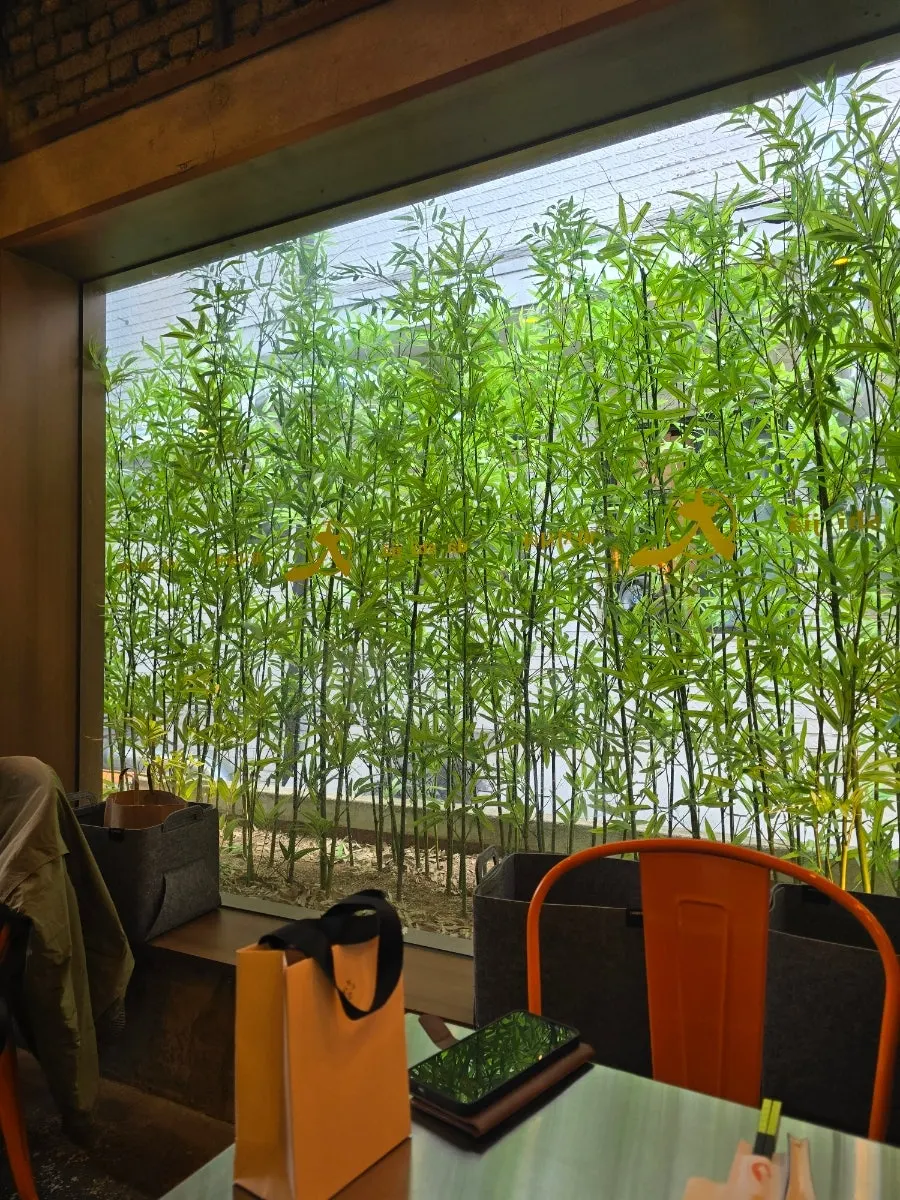 Interior of Ttasijia Yeonnam with green view through window