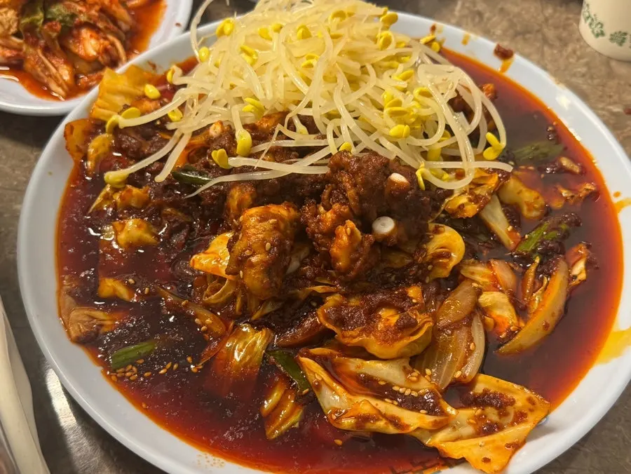 콩나물을 넣은 불낙지볶음