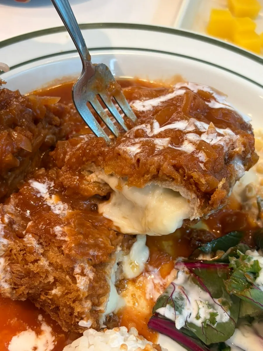 A generously portioned cutlet plate
