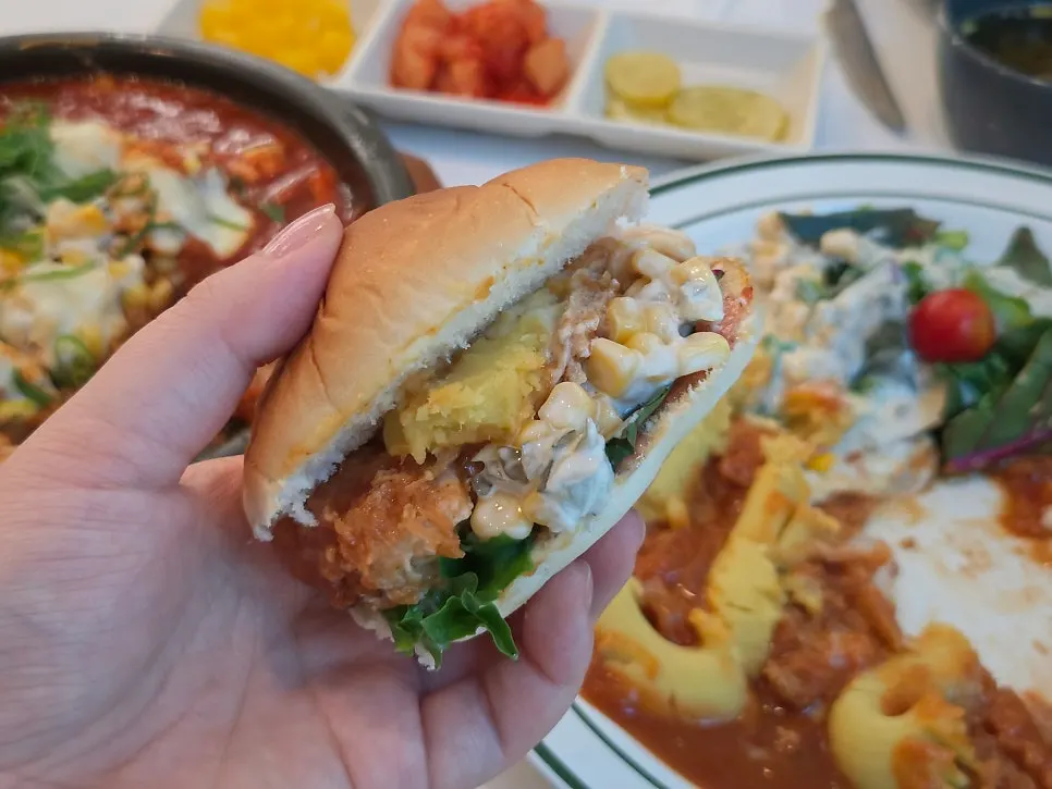 Cutlet burger made with a dinner roll
