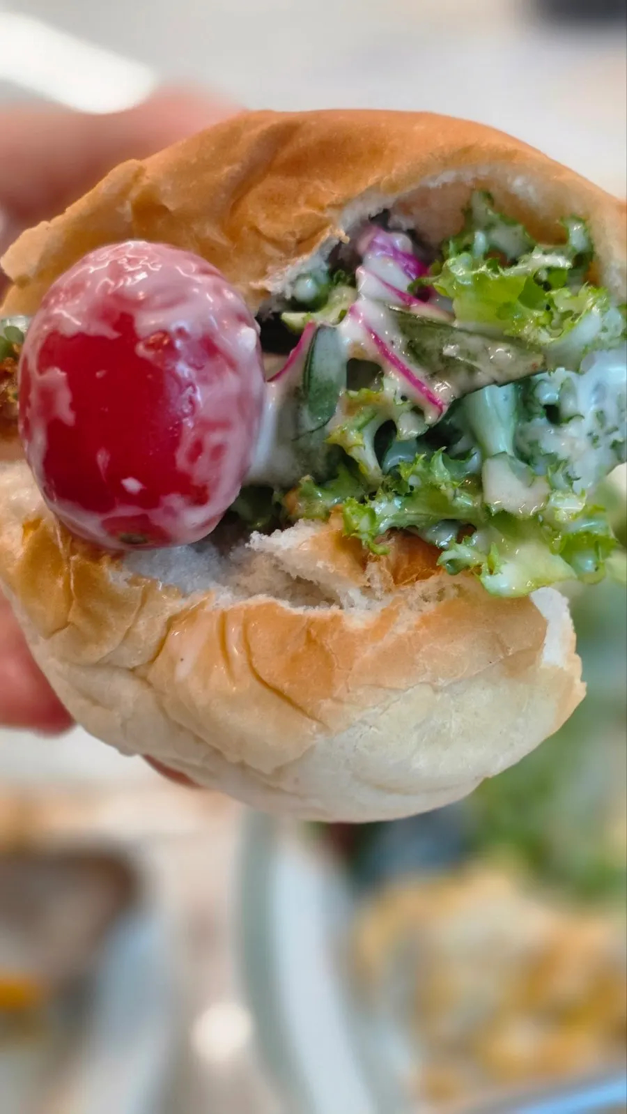 Pork cutlet burger made with morning bread and salad