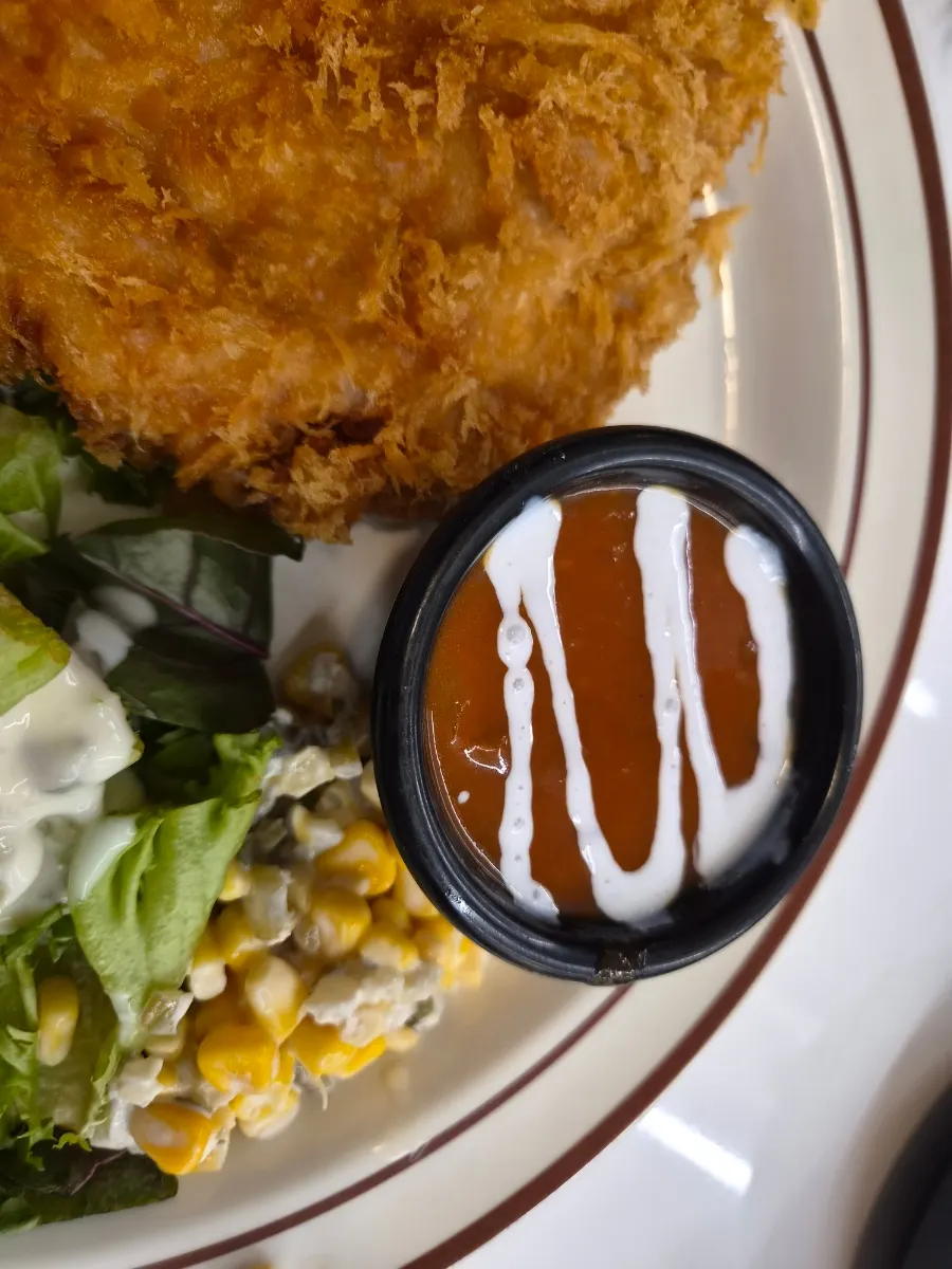 Cutlet plate served with sauce on the side