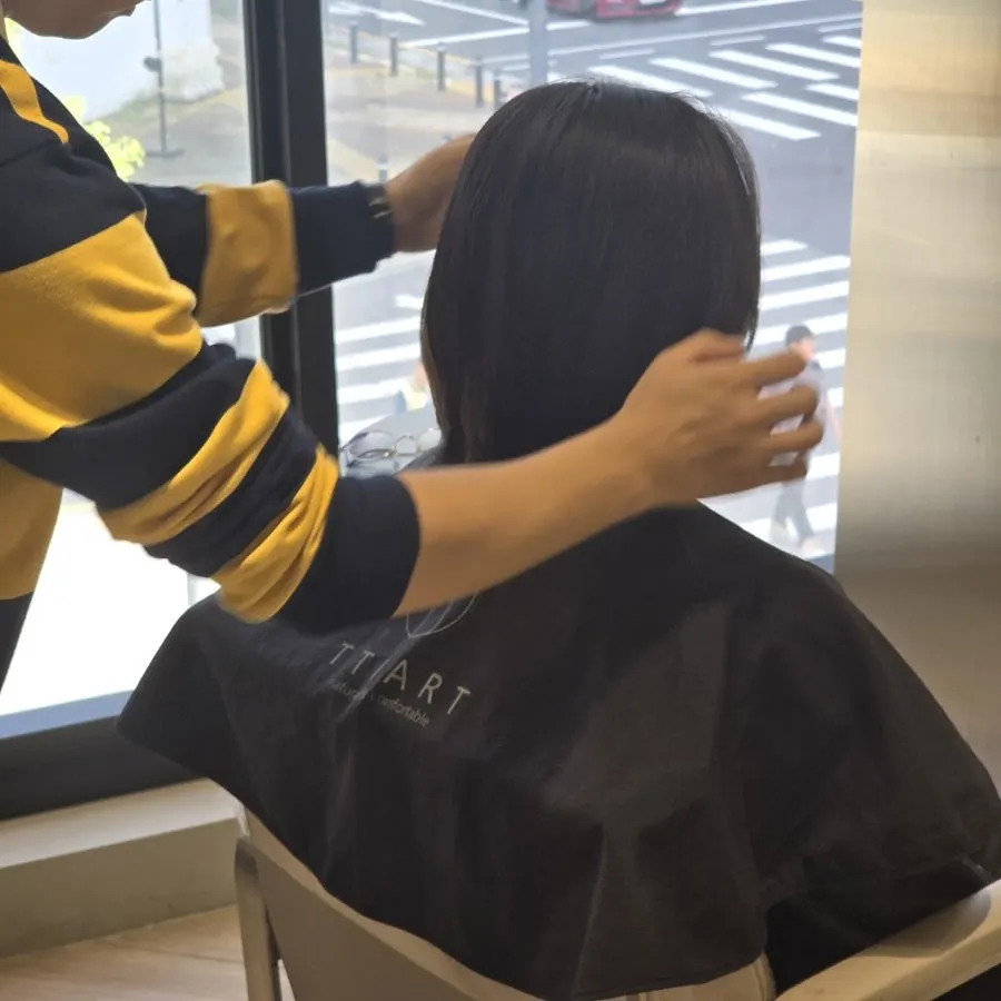 Close-up of hair with restored shine