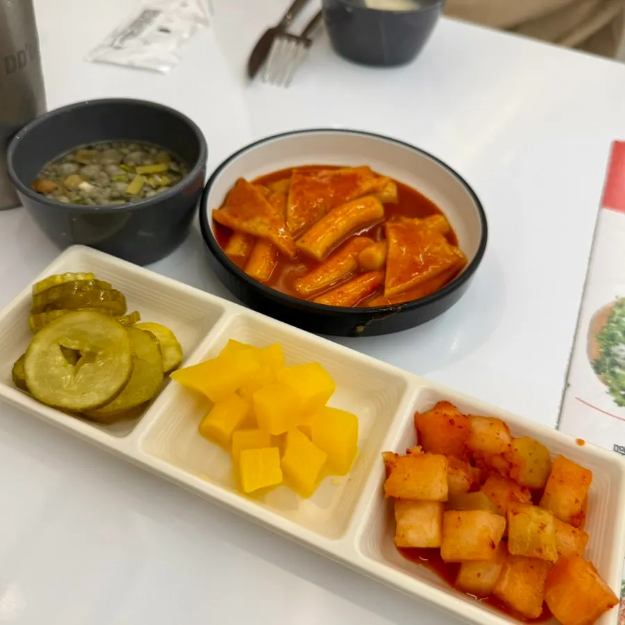 Morning bread and soup collected from the self-serve bar