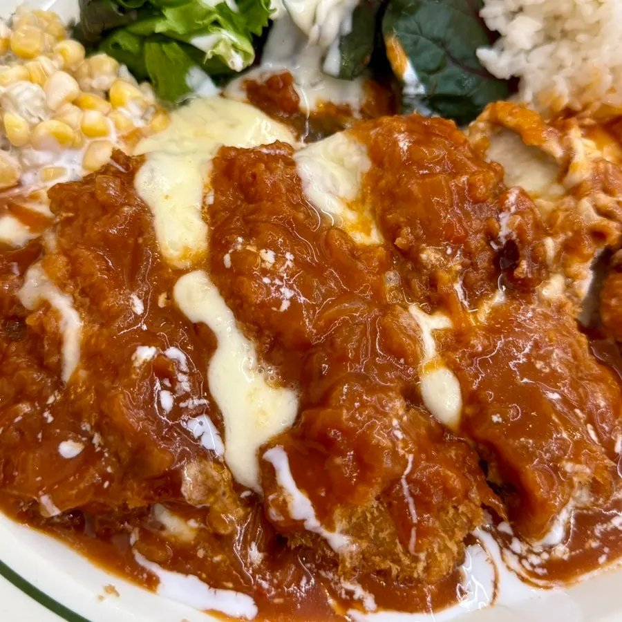 A spread of tteudon pork cutlet and cheese pork cutlet