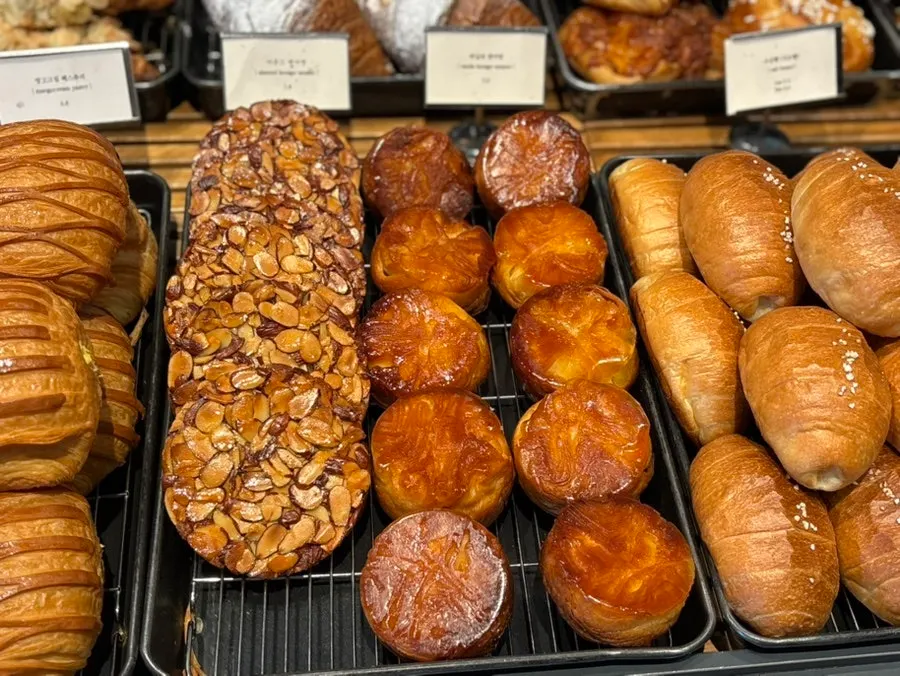 Salt bread and pastries on display