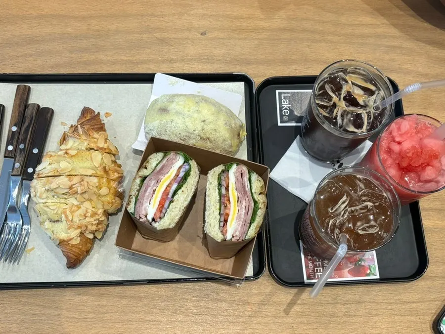 Plate of bakery items cut up for easy eating