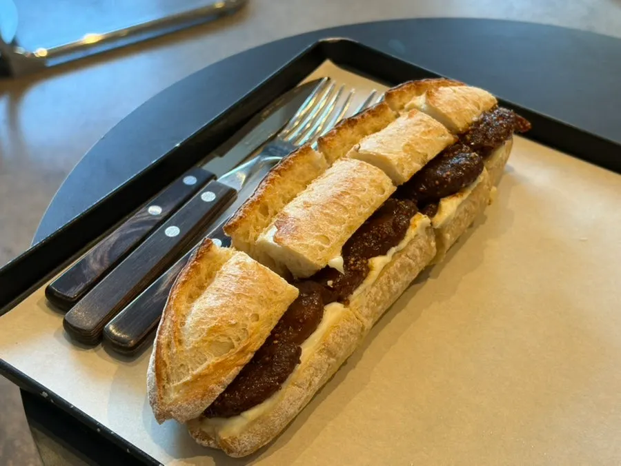Fig cream cheese baguette cut into 4 pieces