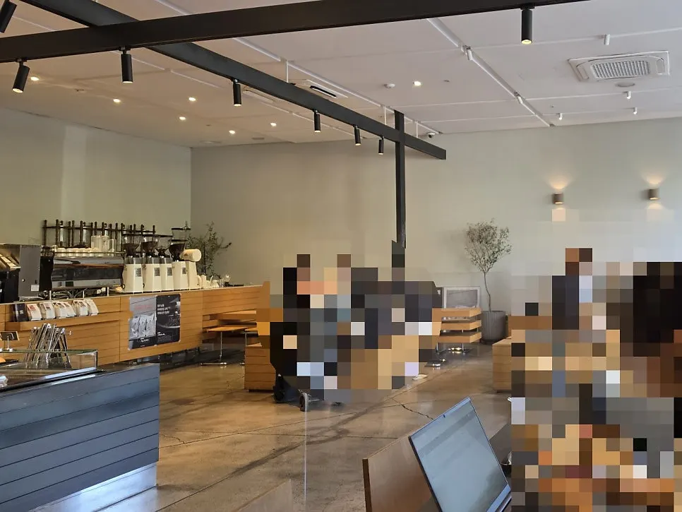 Café seating area with music playing