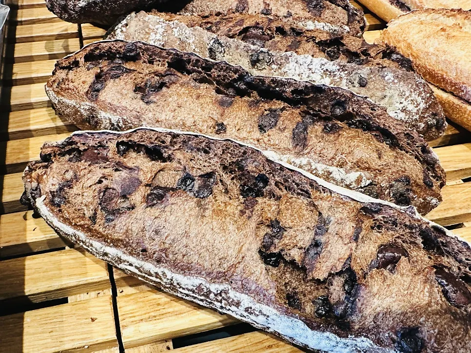 Various kinds of bread on display