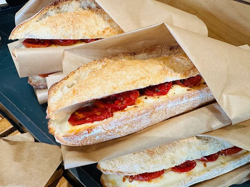 Bread neatly arranged for easy picking