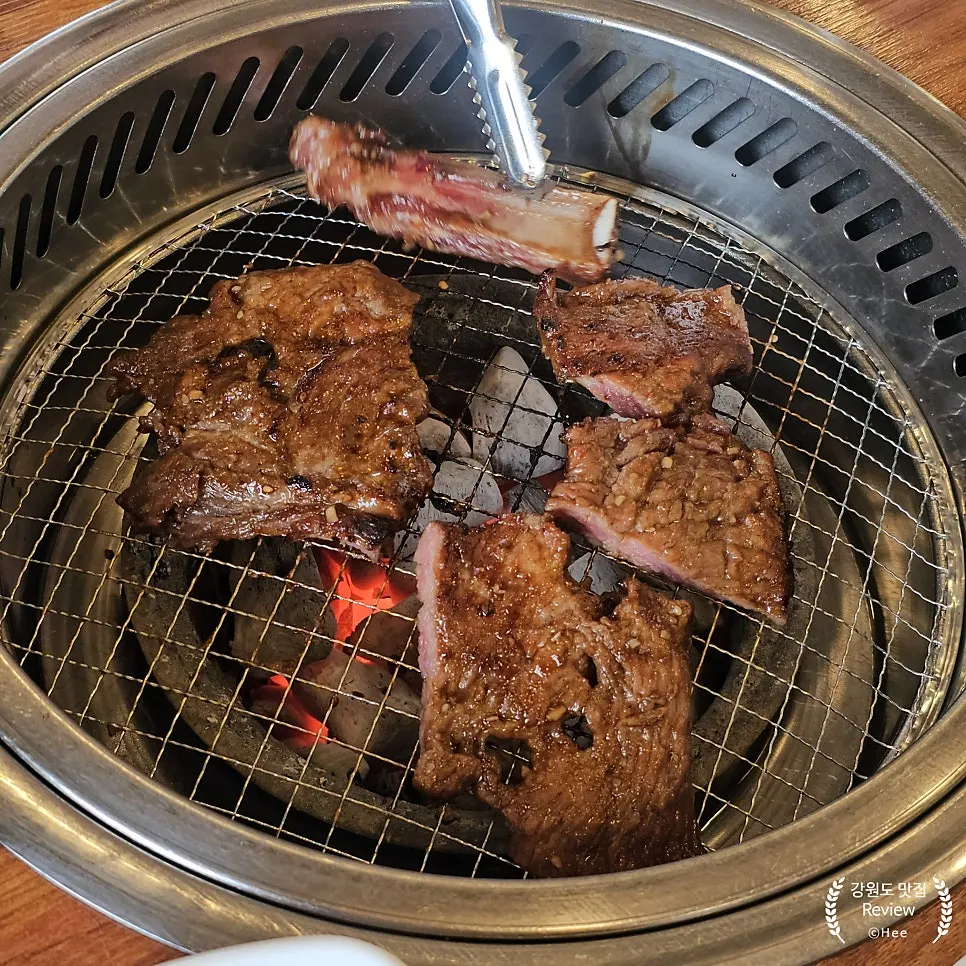 A golden-brown piece of cooked pork galbi