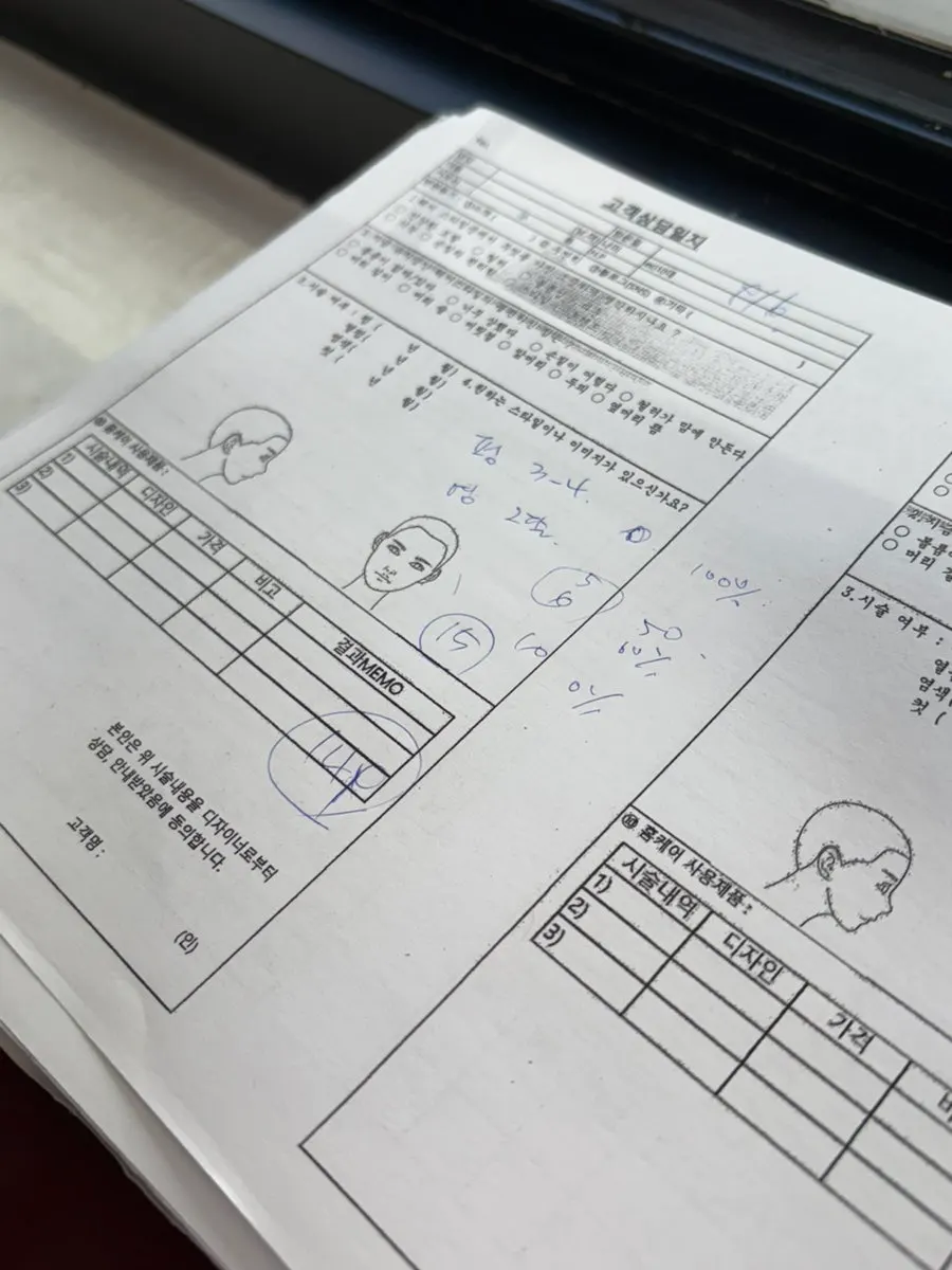 Consultation card noting the service details and assigned designer
