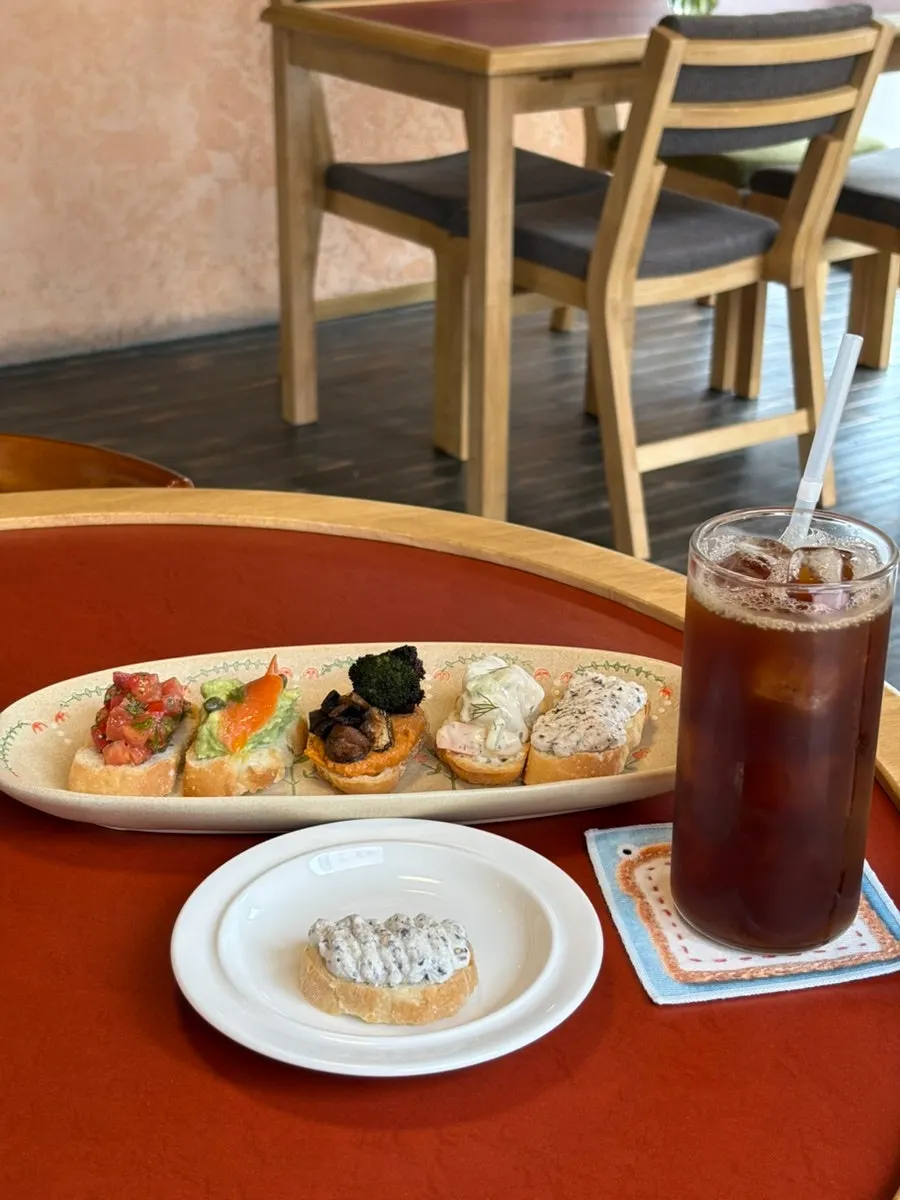 Close-up of Dento's open sandwiches