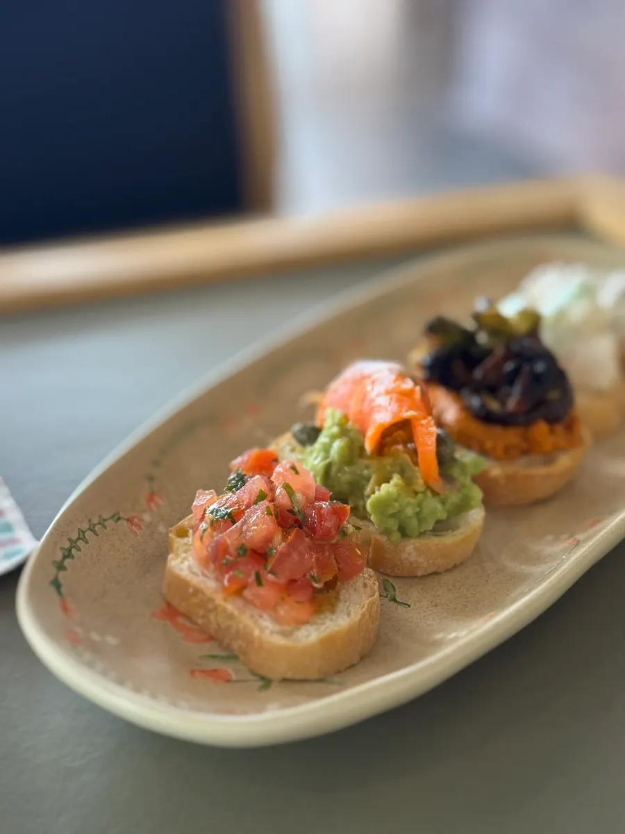 A plate with all five open sandwich varieties