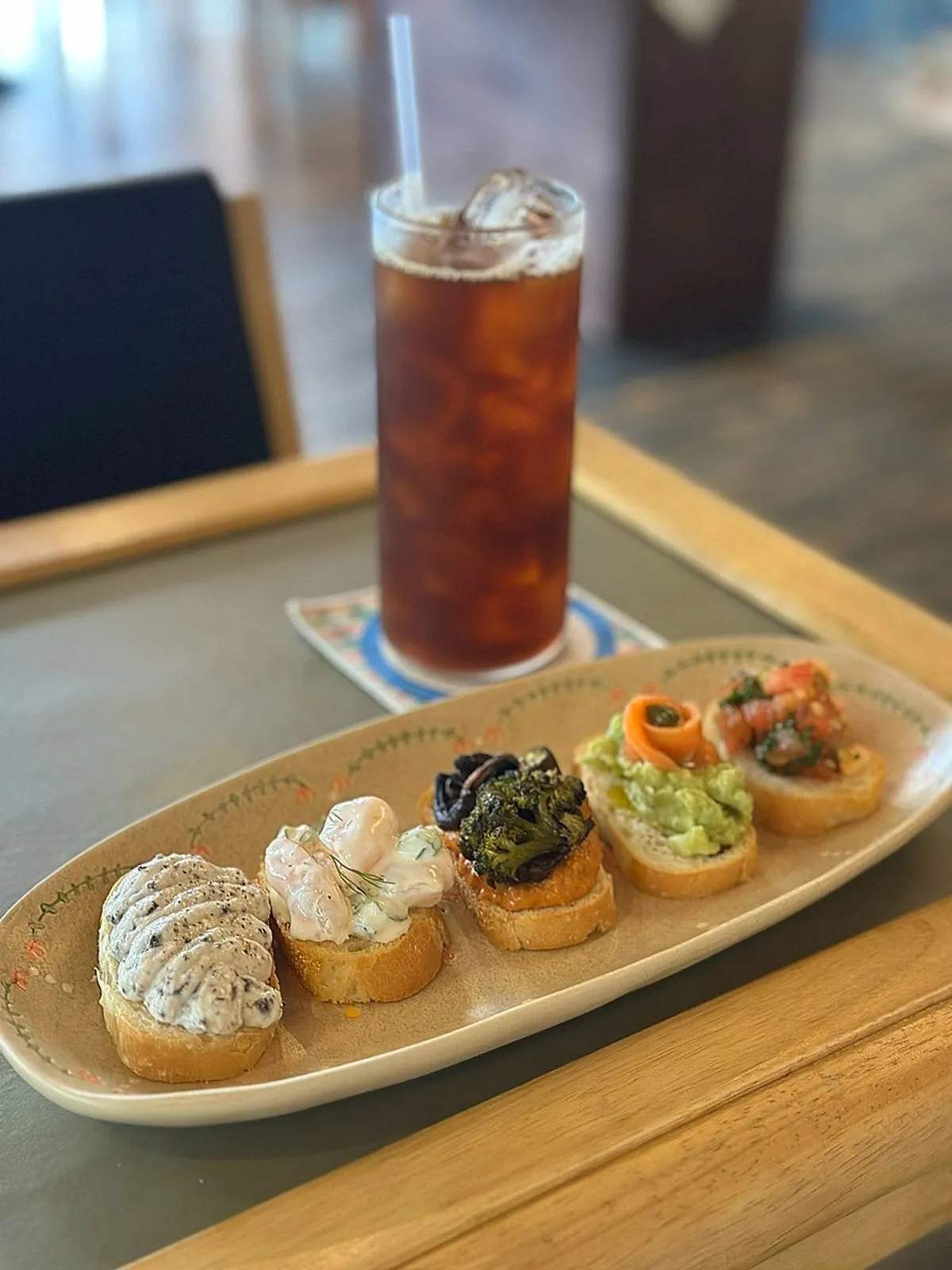 Plate of Dento's five bite-size open sandwiches