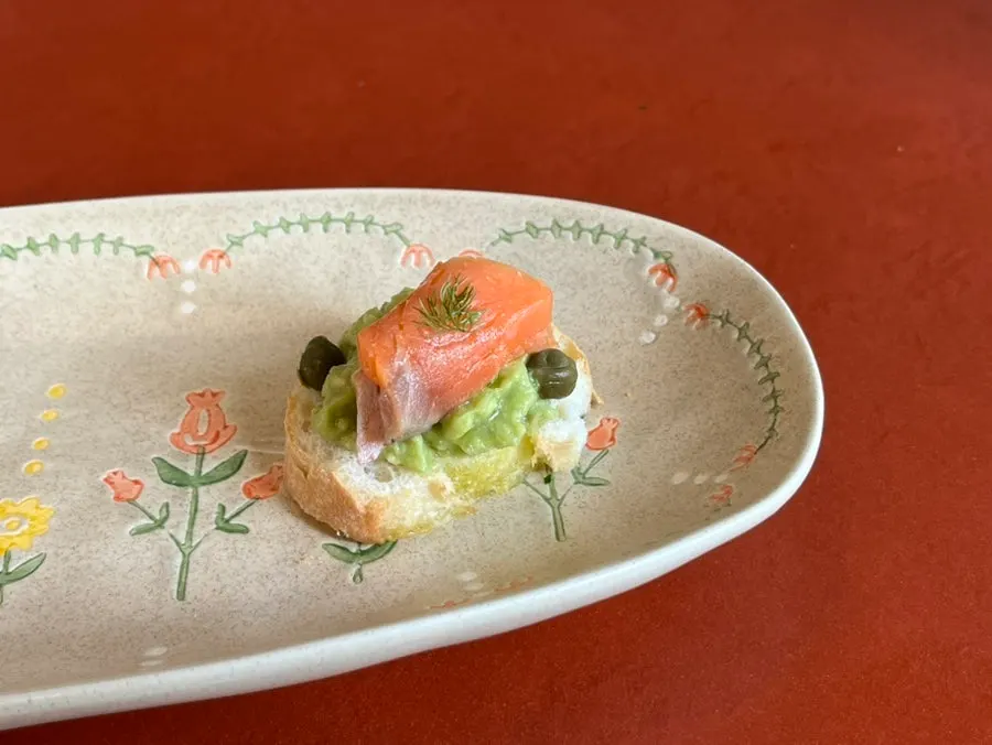 Avocado and salmon open sandwich