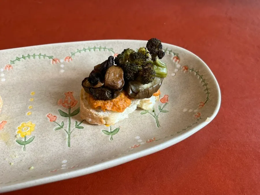 Romesco roasted vegetable open sandwich