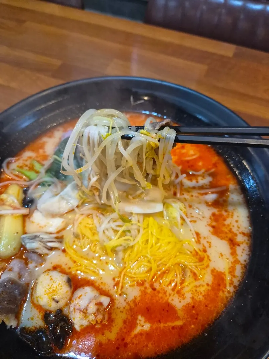 Close-up of corn noodles that hadn't gone soft